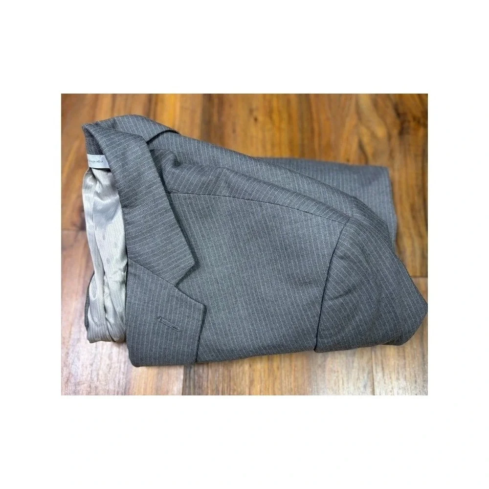 Perry Ellis Portfolio Gray Pinstripe Blazer Slim Fit Officecore Quiet Luxury